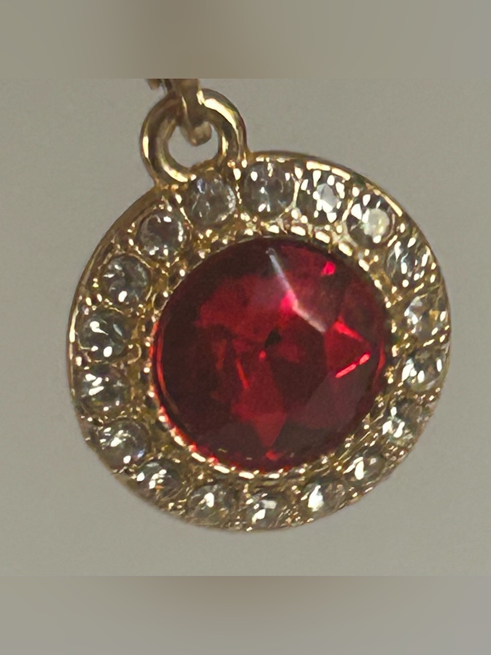 Vintage Monet Ruby Red Crystal Halo Necklace & Earring Set - Picture 13 of 15